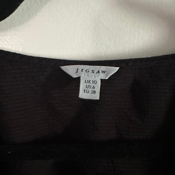 JIGSAW London Black Crinkle V-Neck Dress Dark Fairy Witchy Grunge - Sz 6 - Picture 3 of 6